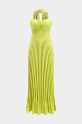 Pleated Strapless Sleeveless Maxi Dress With Tie